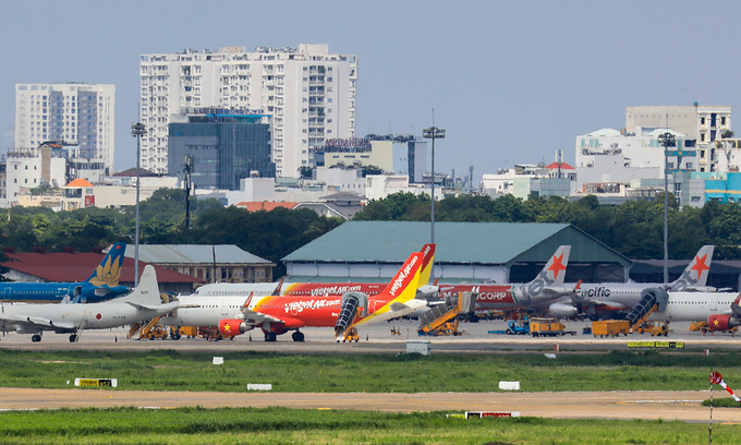 Aircraft park at Tan Son Nhat International Airport in Ho Chi Minh City, June, 2020